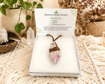 Rustic Rhodonite Leather Wrapped Pendant