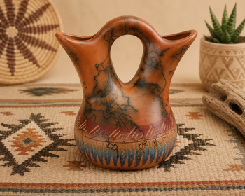 Navajo Horse Hair Wedding Vase -Red Clay
