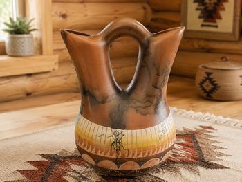 Navajo Horse Hair Wedding Vase -Red Clay