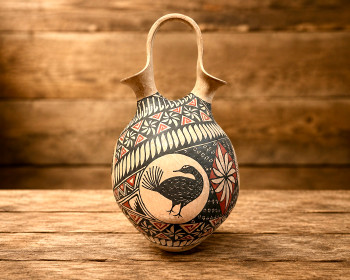 Hand painted  Mata Ortiz wedding vase