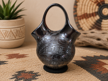 Hand painted  Mata Ortiz wedding vase