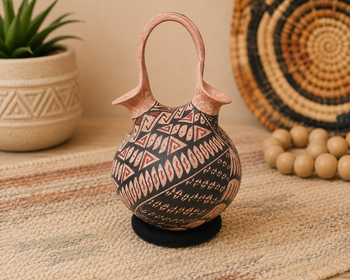 Hand painted  Mata Ortiz wedding vase