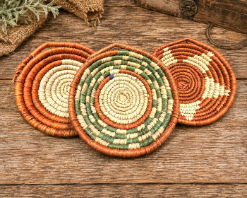 3 Piece Hand Coiled Basket Set