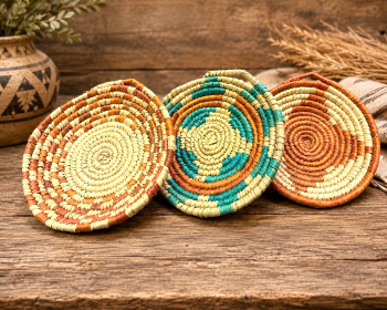 3 Piece Hand Coiled Basket Set
