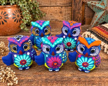 Assorted Hand Painted Pottery Owls (174bc65) - Mission Del Rey
