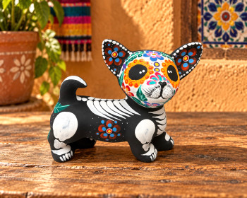 Pottery Skelly Chihuahua -Day of the Dead