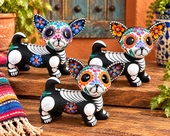 Assorted Pottery Skelly Chihuahua -Day of the Dead
