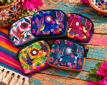 Embroidered Coin Bag -Hummingbird