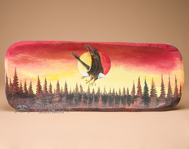 Painted Log Bowl - Sunset Eagle