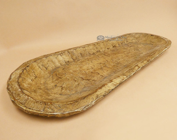 Antiqued White Hand Carved Dough Bowl