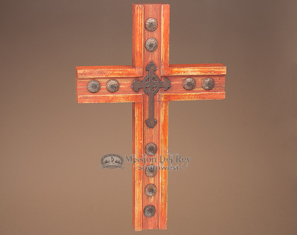 Western Hand Carved Wooden Cross 17" (c31)