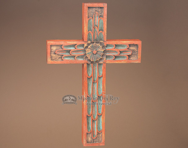 Hand Carved Southwest Style Cross 17" (c32)
