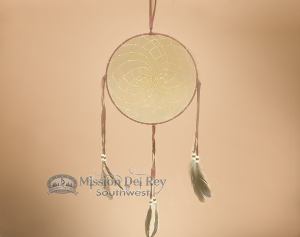 Burgundy Deer Skin Leather Dream Catcher 10"