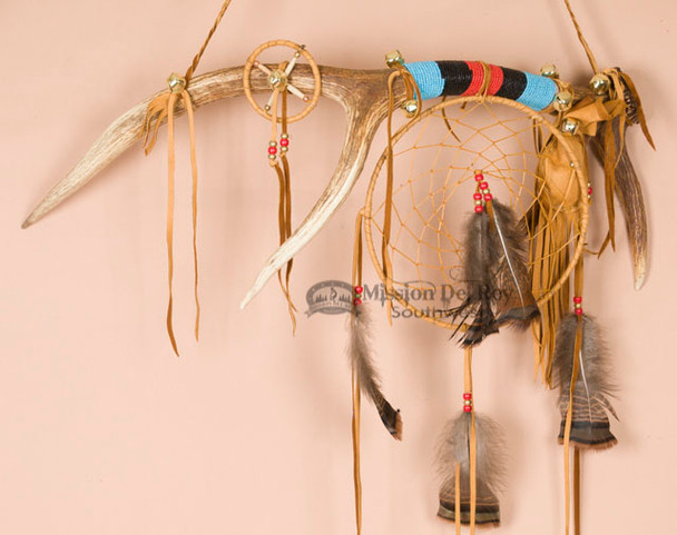 Tigua Indian Dreamcatcher Medicine Stick - Elk Antler