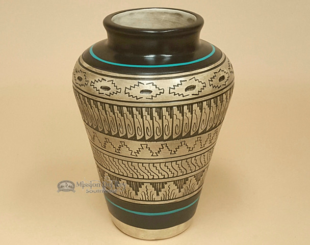 Hand etched Navajo vase