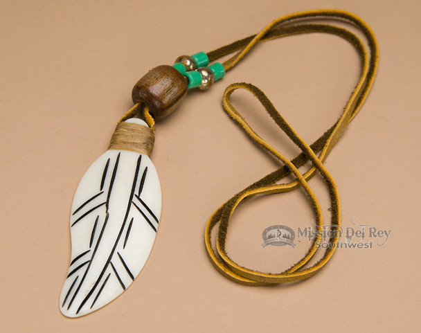 Native American Bone Feather -Green