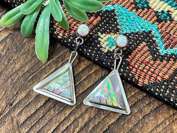 Zuni Indian Inlay Opal Earrings