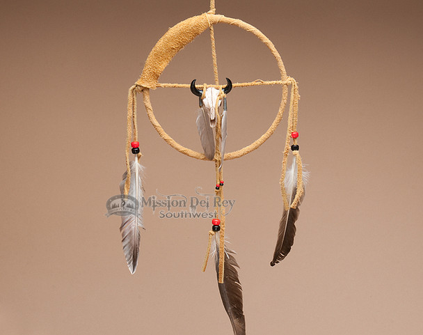 Navajo Deer Skin Medicine Wheel with Skull Adornment