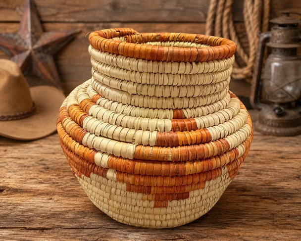 Handwoven Olla Style Palm Basket