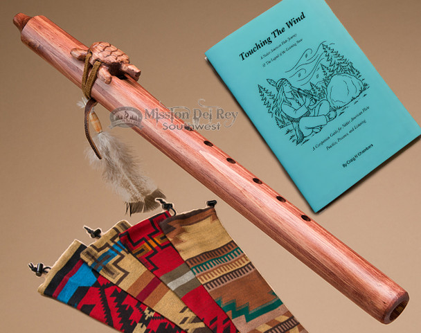 Native American flute with a walnut finish and turtle totem