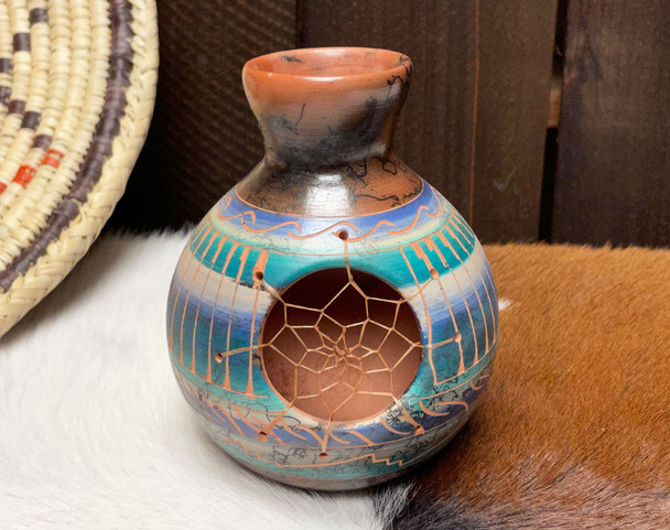 Rainbow Horsehair Pottery Dreamcatcher Vase