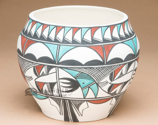 Tigua Hand Painted Pueblo Pottery Vase