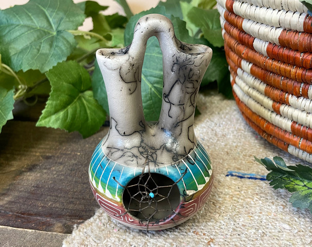 Navajo Horsehair Wedding Vase -Dreamcatcher
