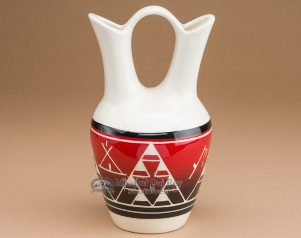 Lakota Indian Glazed Wedding Vase 8.25" -Red (p330)