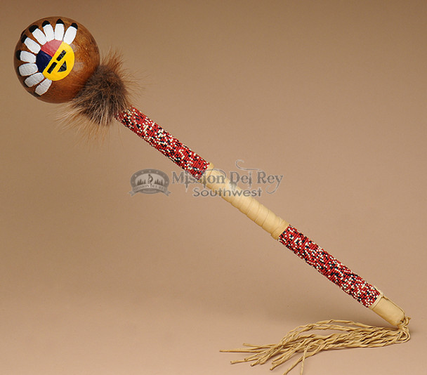 Native American Creek Painted Gourd Rattle