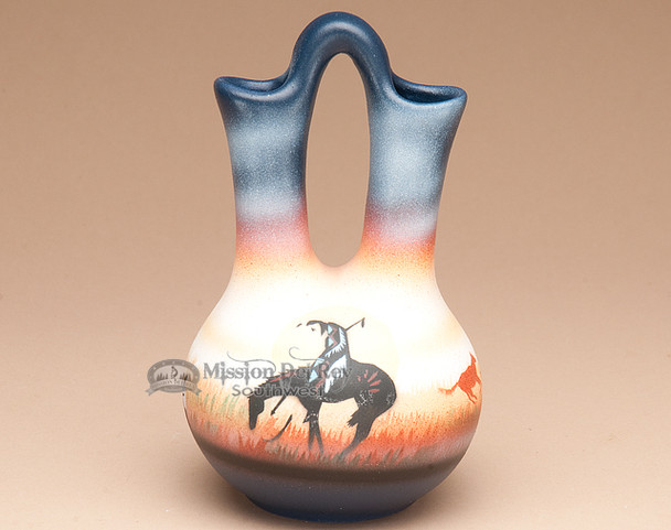 Native American Navajo Wedding Vase 6.5" -End Of Trail