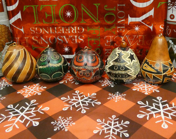 5 Piece Christmas Gourd Ornament Set