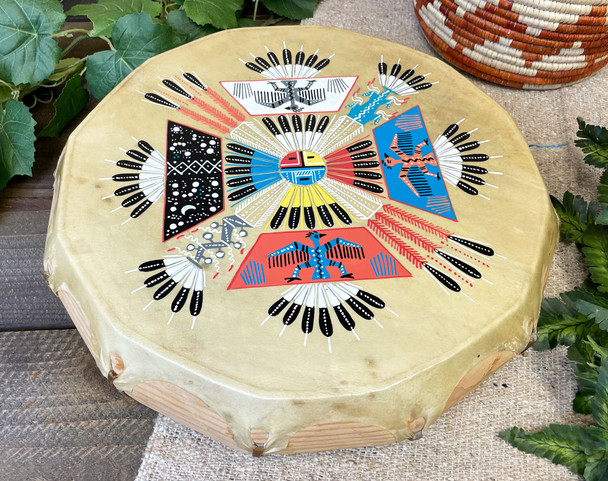 Navajo Hand Painted Rawhide Drum