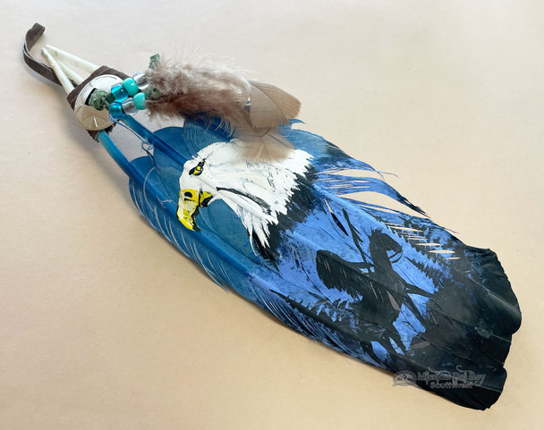 Hand Painted Feathers -Eagle & Indian