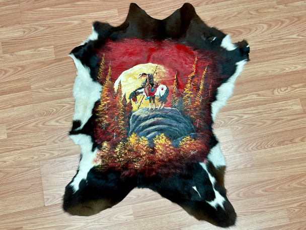 End of Trail -Painted Cowhide