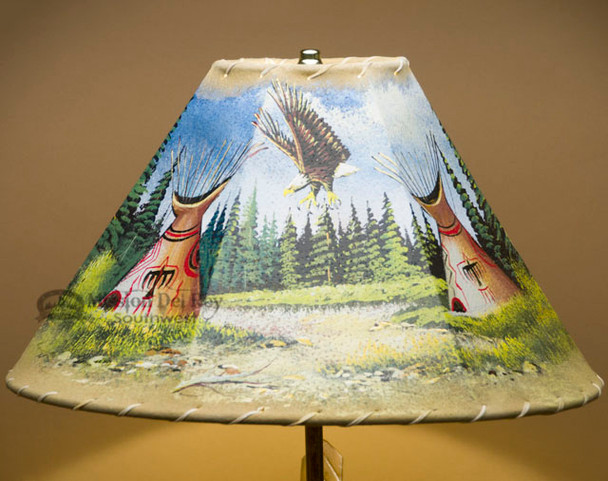 Indian Village Painted Lamp Shade