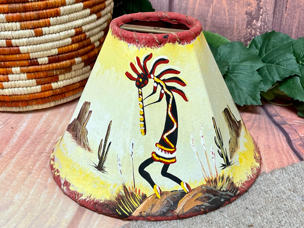 Southwest Painted Leather Lampshade 10" Kokopelli