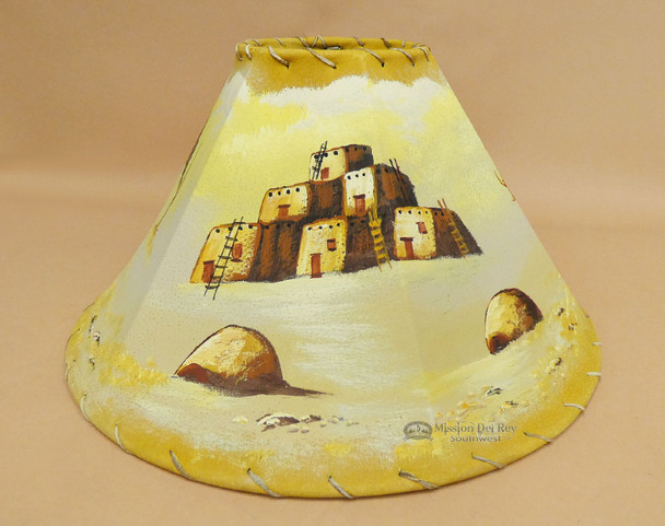 Painted Leather Lampshade -Pueblo