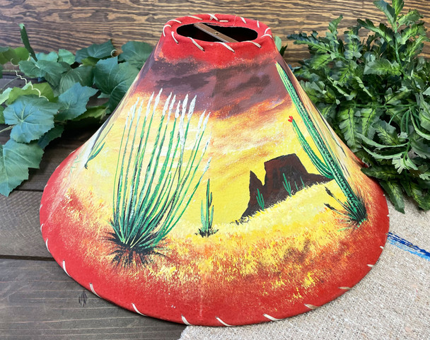 Painted Leather Lampshade -Desert Cacti