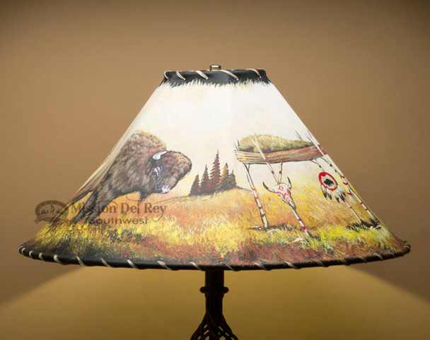 20" Painted Leather Lamp Shade -Buffalo