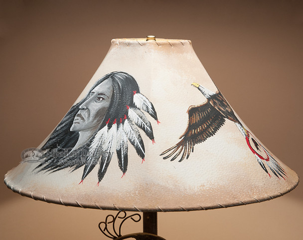 Southwest Painted Leather Lamp Shade 20" -Eagle
