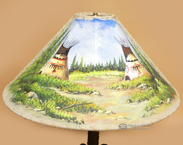 Painted Leather Lampshade 24" 