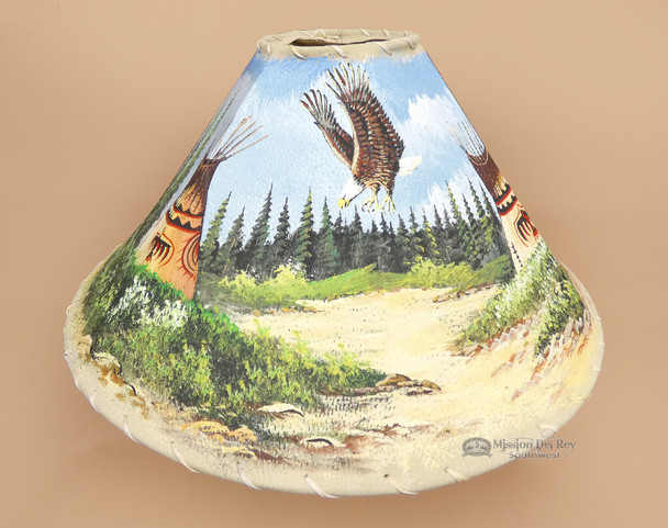 Painted Leather Lamp Shade 20" -Eagle Village