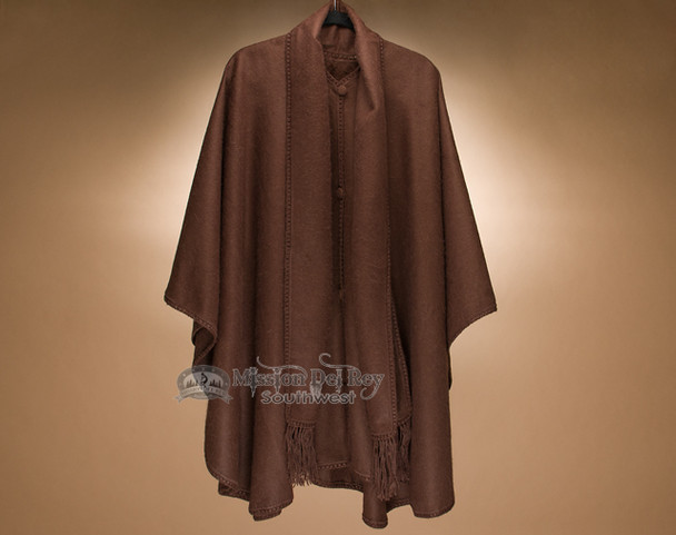Southwest Alpaca Button Down Scarfed Cape (c21)