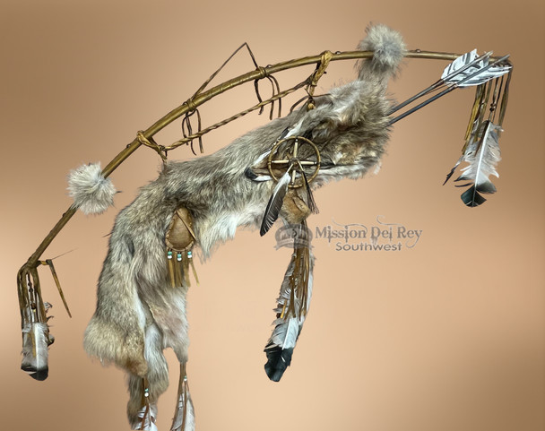 Genuine Coyote Pelt Navajo Quiver and Bow Set