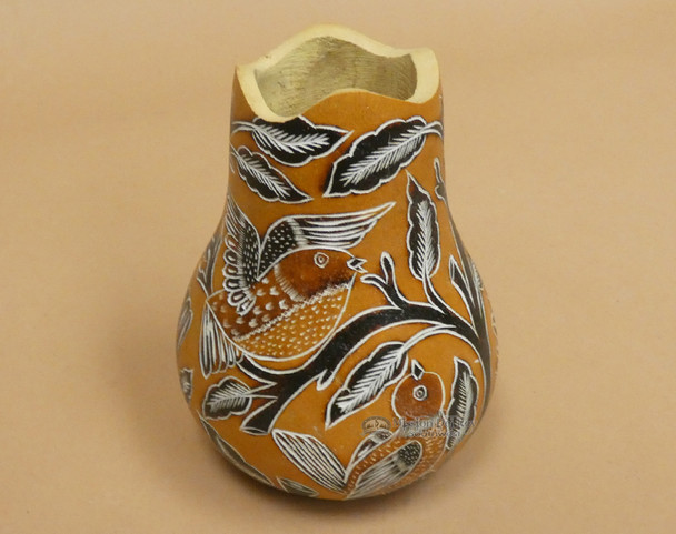 Hand Etched Andean Gourd Vase