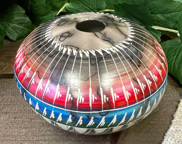 Navajo Horsehair Color Band Seed Pot