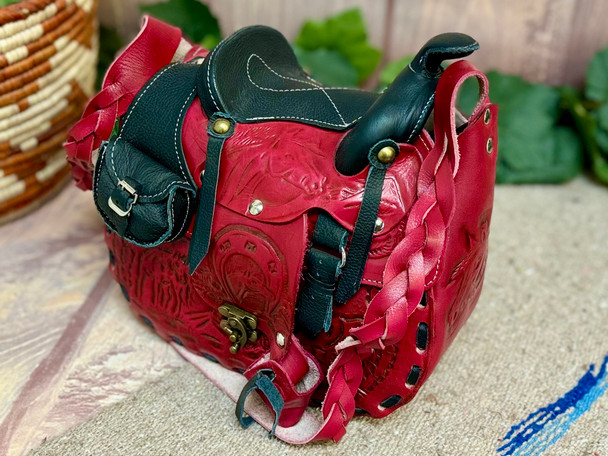Western Tooled Leather Saddle Purse