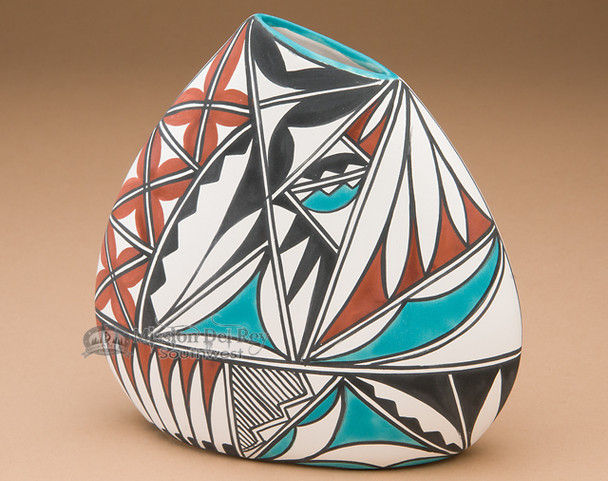 Beautiful Painted Pillow Vase - Tigua