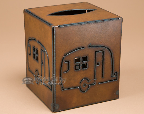 Rustic metal tissue box cover - Camper.