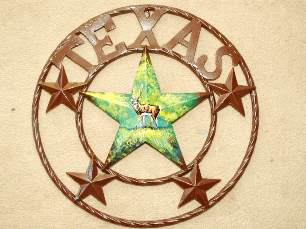 Rustic Metal Texas Star 16" -Deer